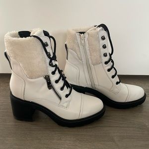 Brand New Marc Fisher Lansly White Leather Boots